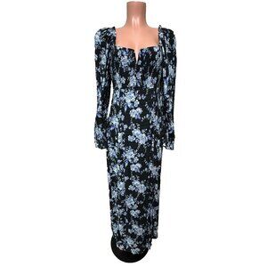 Free People Jaymes Smocked Bodice Midi Dress Women's Size Small Black Combo NWT